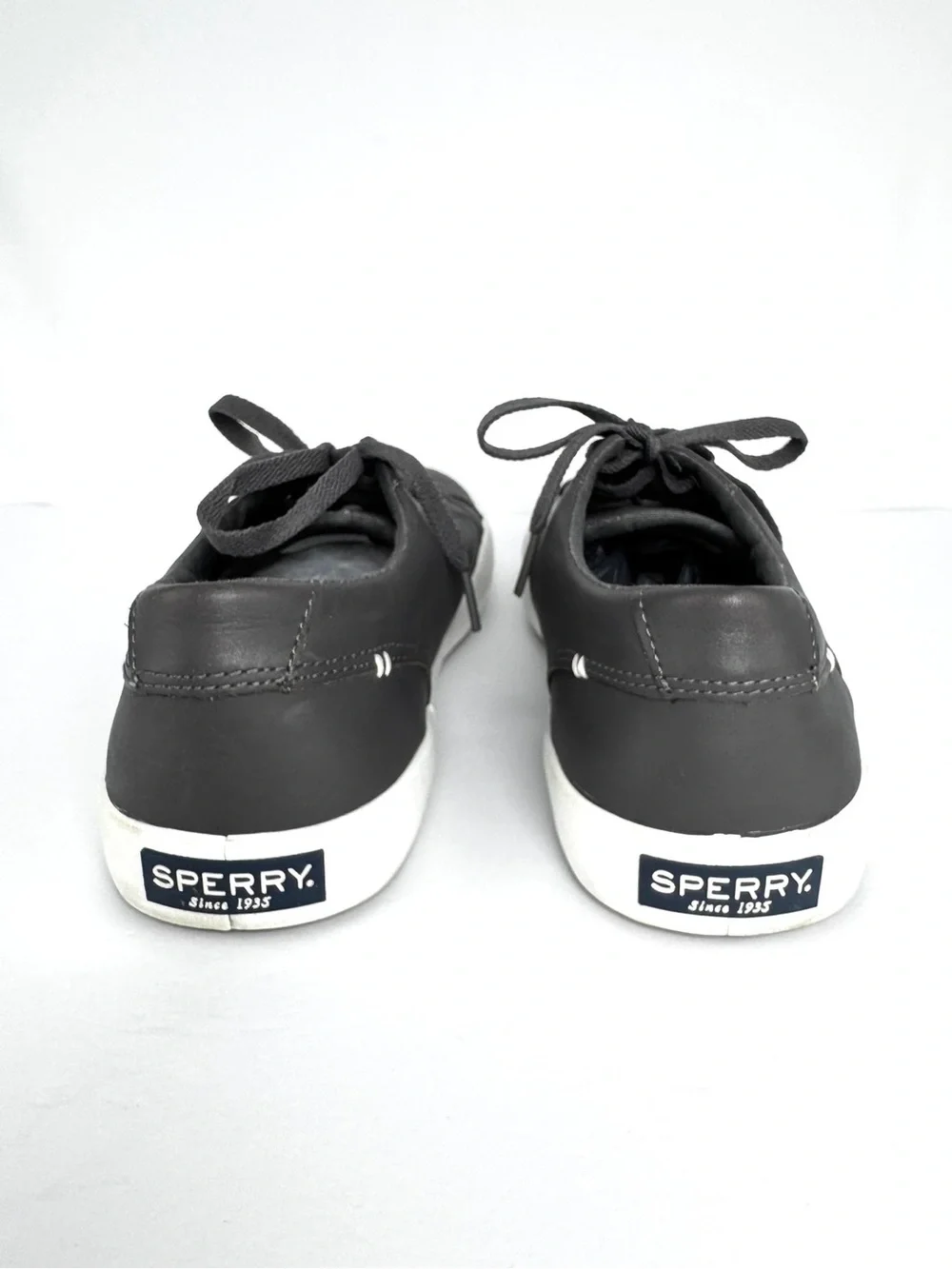 Sperry Men's Black Low-Top Lace-Up Sneakers with White Sole